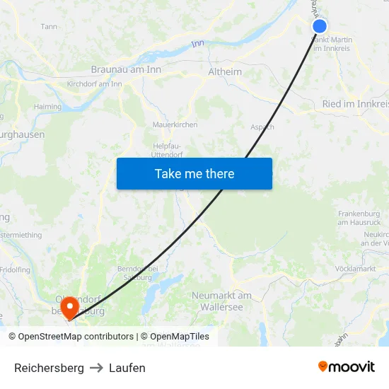 Reichersberg to Laufen map