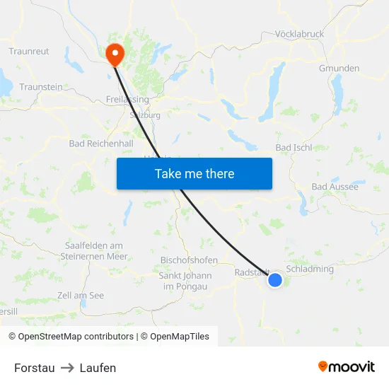 Forstau to Laufen map