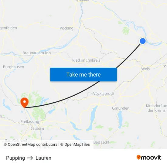 Pupping to Laufen map