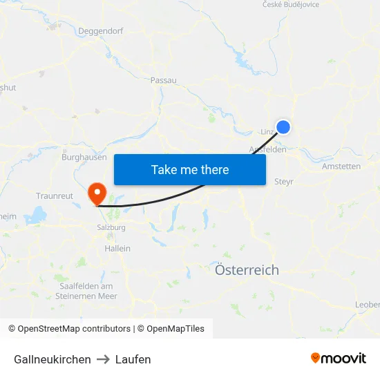 Gallneukirchen to Laufen map
