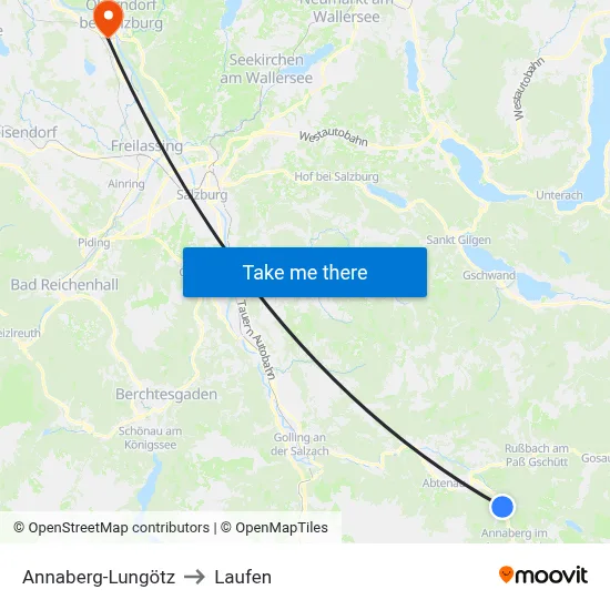 Annaberg-Lungötz to Laufen map