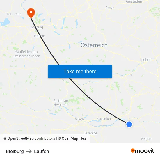 Bleiburg to Laufen map