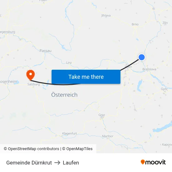 Gemeinde Dürnkrut to Laufen map
