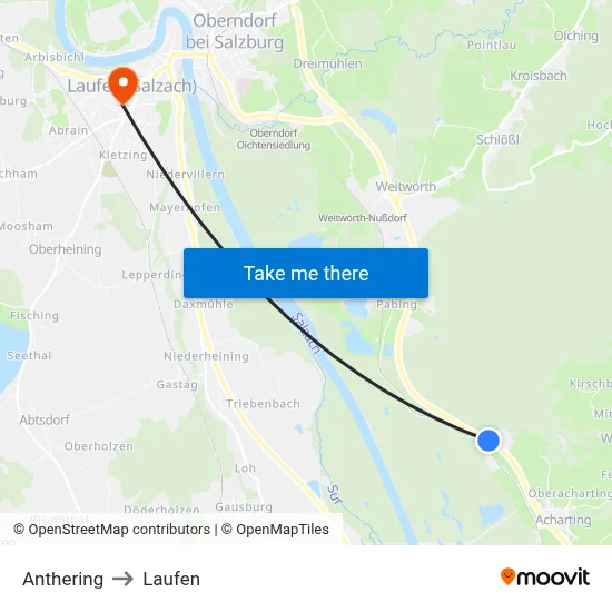 Anthering to Laufen map