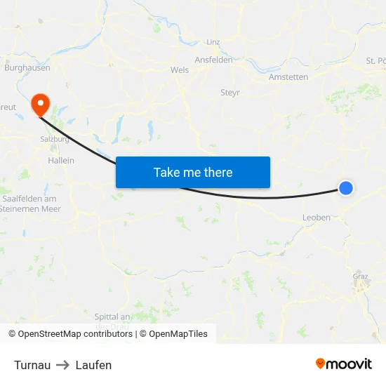 Turnau to Laufen map
