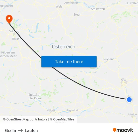 Gralla to Laufen map