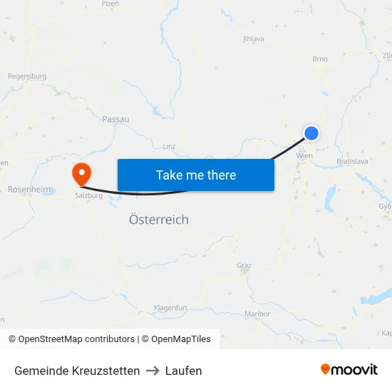 Gemeinde Kreuzstetten to Laufen map