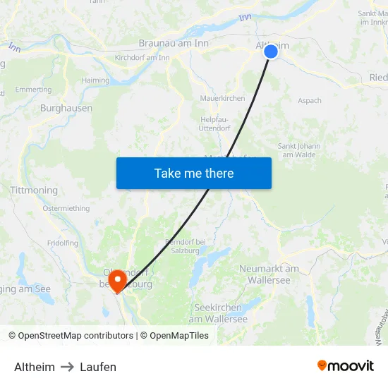 Altheim to Laufen map