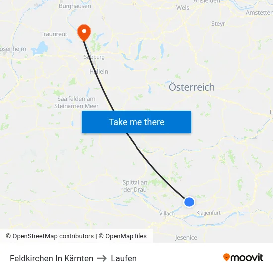 Feldkirchen In Kärnten to Laufen map