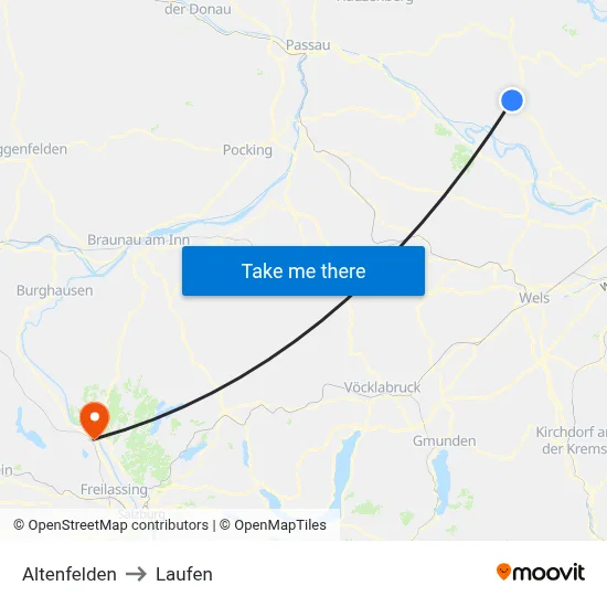 Altenfelden to Laufen map