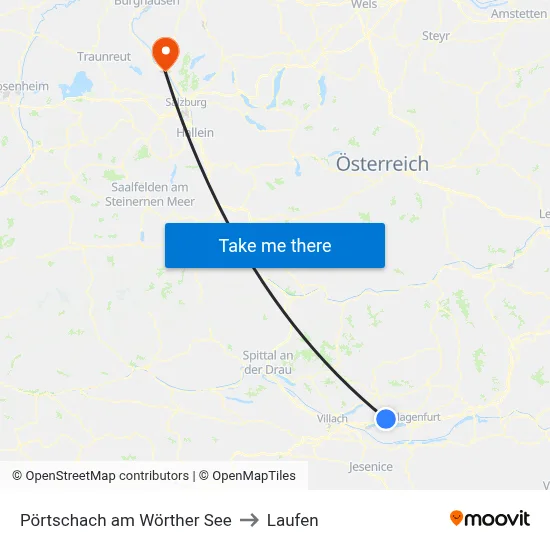 Pörtschach am Wörther See to Laufen map