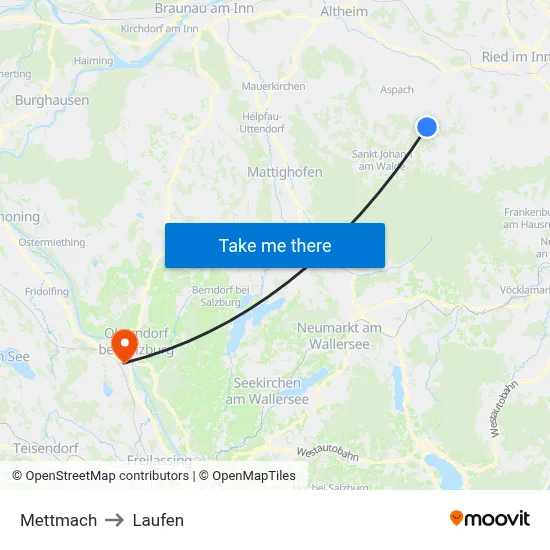 Mettmach to Laufen map