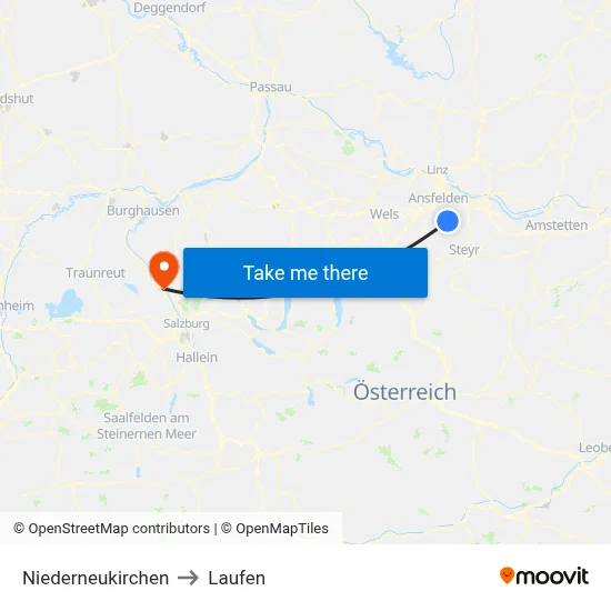 Niederneukirchen to Laufen map