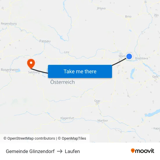 Gemeinde Glinzendorf to Laufen map