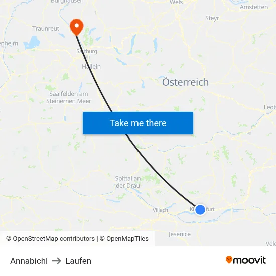 Annabichl to Laufen map