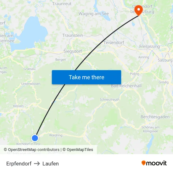 Erpfendorf to Laufen map