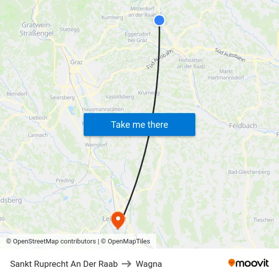 Sankt Ruprecht An Der Raab to Wagna map