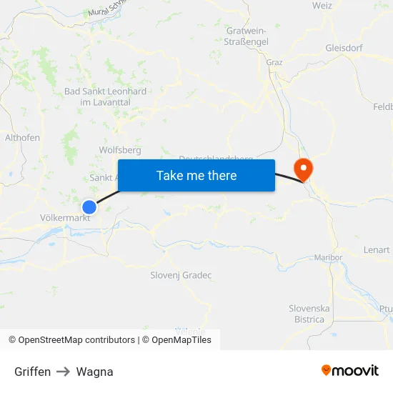 Griffen to Wagna map
