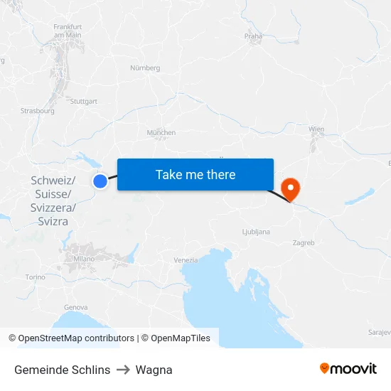 Gemeinde Schlins to Wagna map