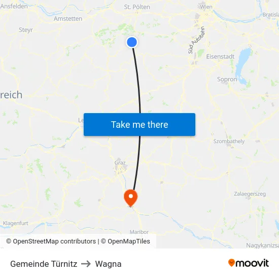 Gemeinde Türnitz to Wagna map