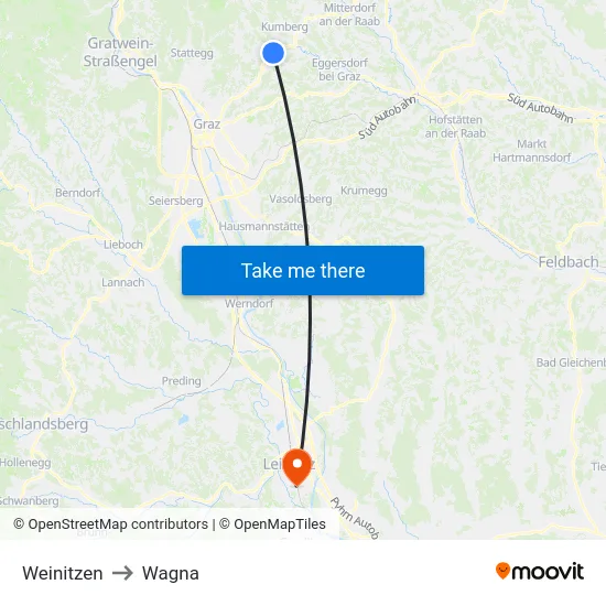 Weinitzen to Wagna map