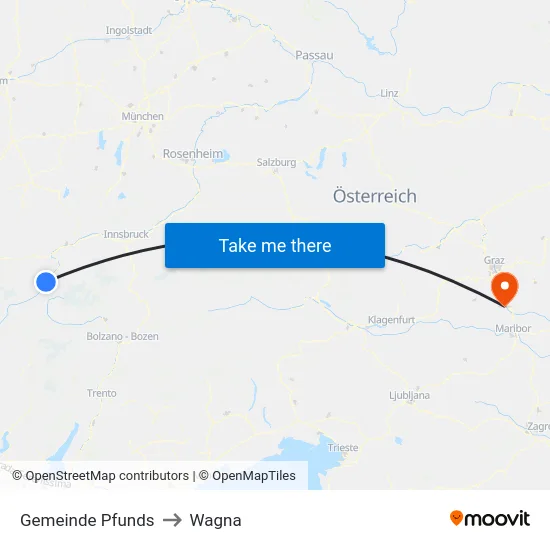 Gemeinde Pfunds to Wagna map