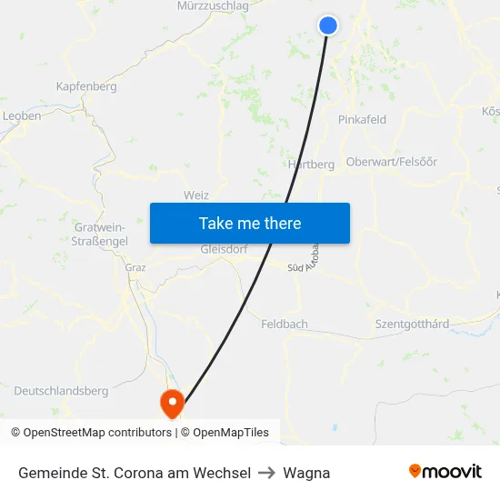 Gemeinde St. Corona am Wechsel to Wagna map