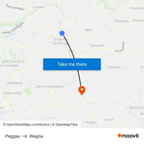 Peggau to Wagna map