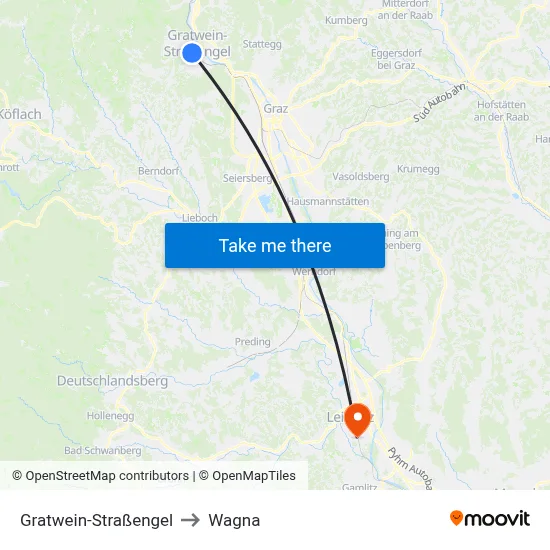 Gratwein-Straßengel to Wagna map