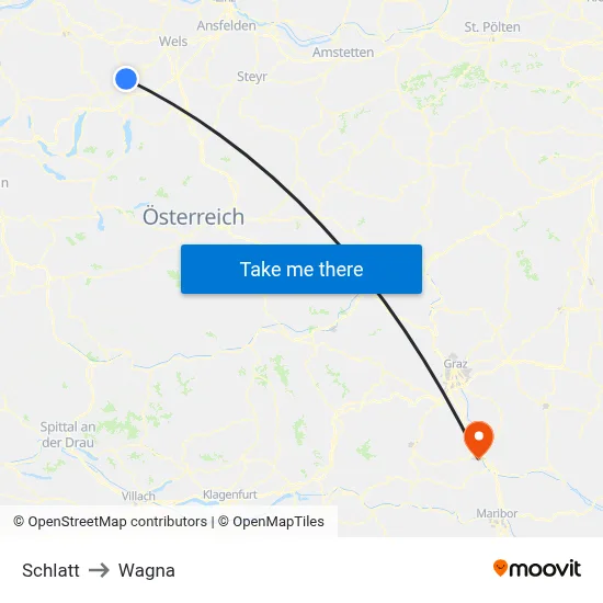 Schlatt to Wagna map