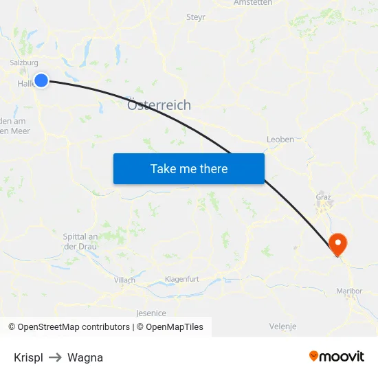 Krispl to Wagna map