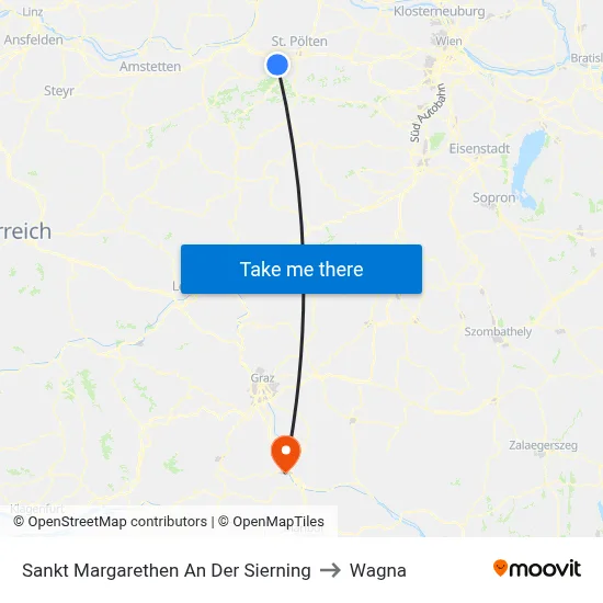 Sankt Margarethen An Der Sierning to Wagna map