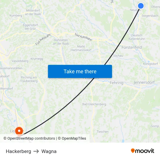 Hackerberg to Wagna map