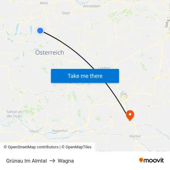 Grünau Im Almtal to Wagna map