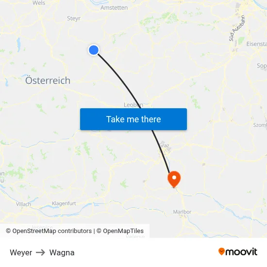 Weyer to Wagna map