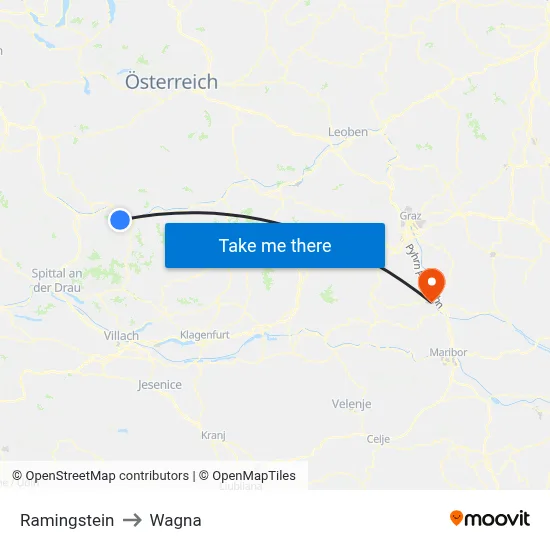 Ramingstein to Wagna map