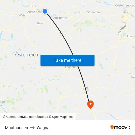 Mauthausen to Wagna map