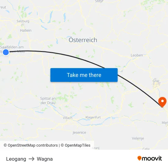 Leogang to Wagna map