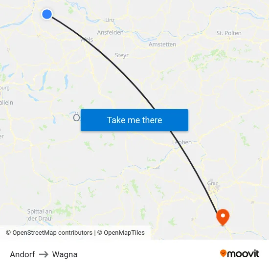 Andorf to Wagna map