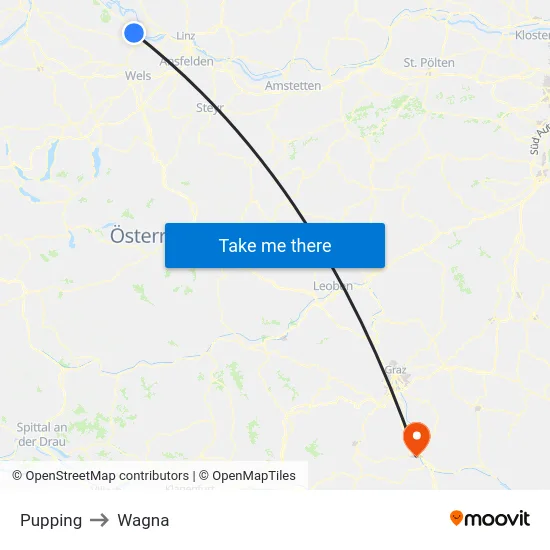 Pupping to Wagna map