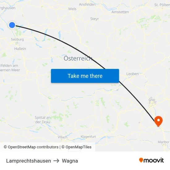 Lamprechtshausen to Wagna map