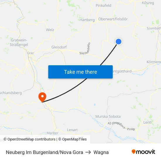 Neuberg Im Burgenland/Nova Gora to Wagna map