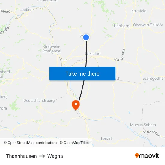 Thannhausen to Wagna map