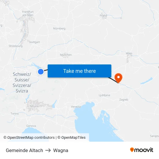 Gemeinde Altach to Wagna map