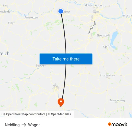 Neidling to Wagna map