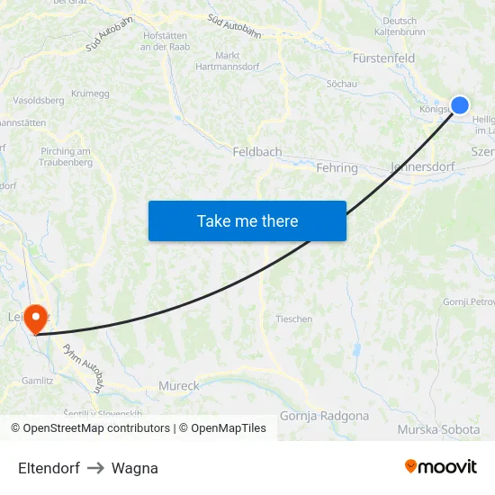 Eltendorf to Wagna map