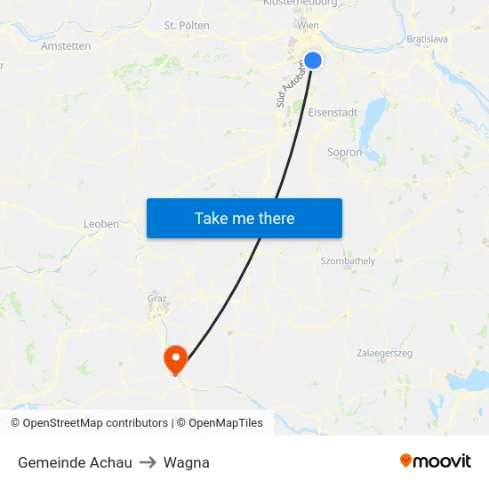 Gemeinde Achau to Wagna map