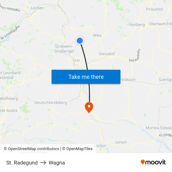 St. Radegund to Wagna map