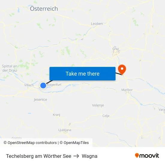 Techelsberg am Wörther See to Wagna map