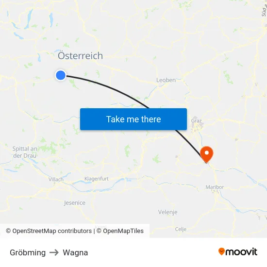 Gröbming to Wagna map